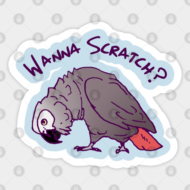 African Grey Parrot Wanna Scratch Sticker by Einstein Parrot